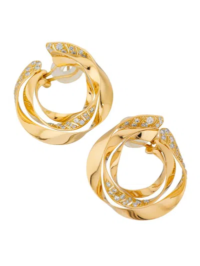 Hueb Women's Dunas 18k Yellow Gold & 1.03 Tcw Diamond Twisted Hoop Earrings In Metallic