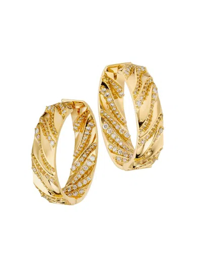 Hueb Women's Dunas 18k Yellow Gold & 1.59 Tcw Diamond Hoop Earrings In Gray
