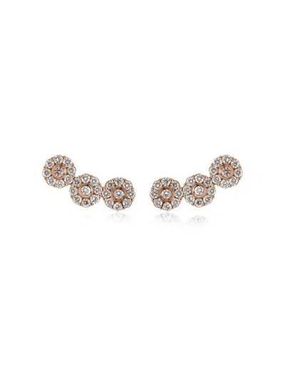 Hueb Women's Flower 18k Gold & 1.08 Tcw Diamond Climber Earrings In Pink