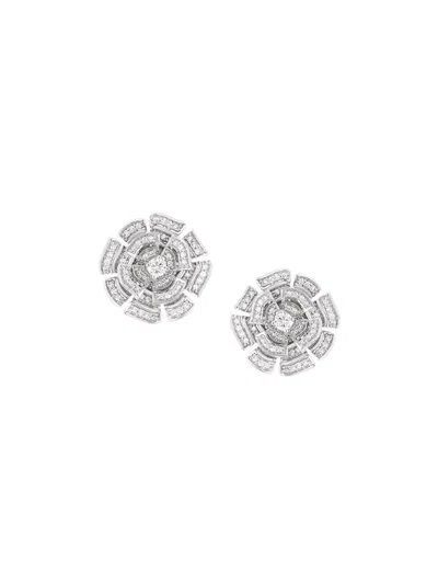 Hueb Women's Labyrinth 18k White Gold & 0.88 Tcw Diamond Flower Stud Earrings