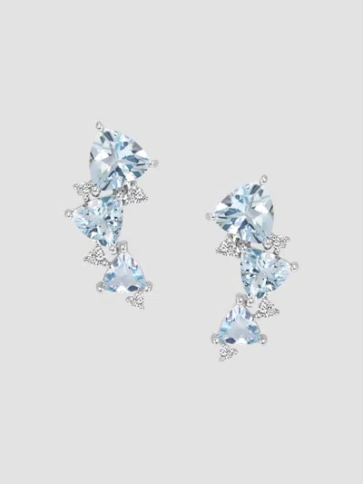 Hueb Women's Mirage 18k White Gold, Diamond & Aquamarine Crawler Earrings