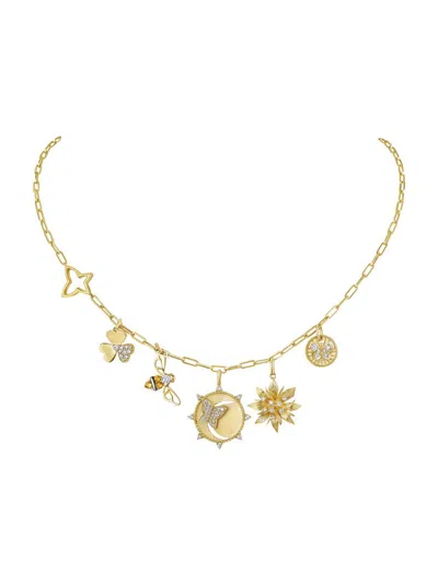 Hueb Women's Penka 18k Yellow Gold & 0.58 Tcw Diamond Charm Necklace In Metallic