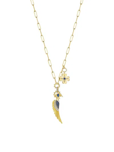 Hueb Women's Penka 18k Yellow Gold, Blue Sapphire & 0.46 Tcw Diamond Charm Necklace In Metallic