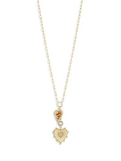 Hueb Women's Penka 18k Yellow Gold, Ruby & 0.61 Tcw Diamond Heart Pendant Necklace