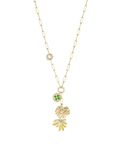 Hueb Women's Penka 18k Yellow Gold, Tsavorite & 0.45 Tcw Diamond Charm Necklace In Green