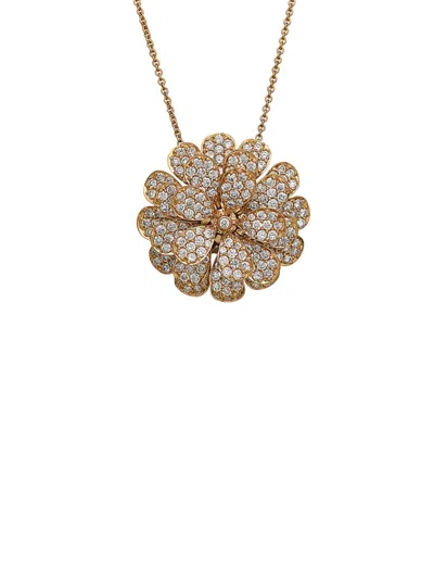 Hueb Women's Secret Garden 18k Yellow Gold & 0.28 Tcw Diamond Flower Pendant Necklace/16"
