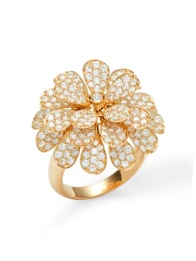 Hueb Women's Secret Garden 18k Yellow Gold & 3.48 Tcw Diamond Flower Ring