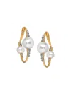 Hueb Women's Spectrum 18k Gold, 6-10mm White Pearl & Diamond Hoop Earrings