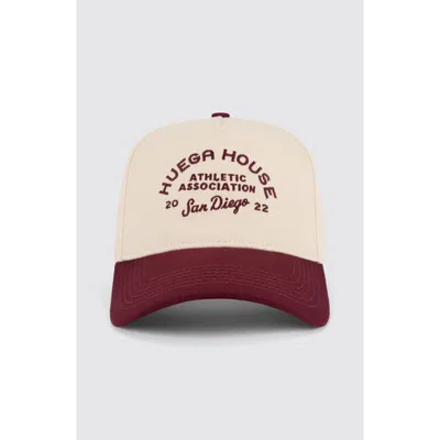 Huega House Athletic Association Hat In Maroon & Natural