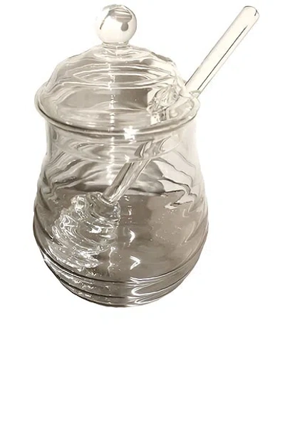 Huegah Home Miel Honey Pot & Dipper In Transparent