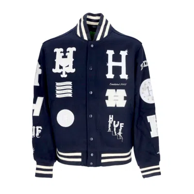 Huf 20 Year Classic H Varsity Jacket Men's College Jacket Navy In Blue