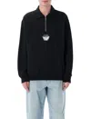 Huf Big Block ¼ Zip French Terry In Black