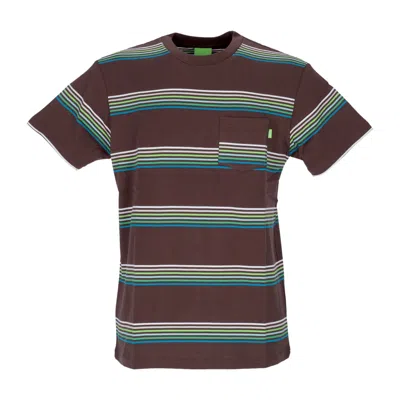 Huf Bolinas Stripe Pocket Tee Men's T-shirt In Brown