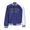 Huf Bomber Jacket Men's Satin Baseball Jacket Navy In Navy