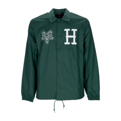 Huf Coach Jacket Men's Split Coaches Jacket X Thrasher Forest Green In Black