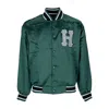 Huf Crackerjack Satin Baseball Jacket Men's Bomber Jacket Forest Green In Forest Green