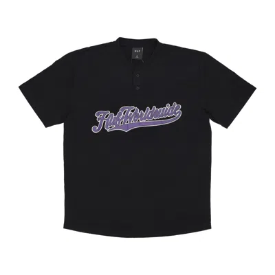 Huf Harlan Men's Baseball Henley T-shirt Black