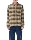 Huf Relaxed Fit Brown Fuzzy Plaid Jacket In Black