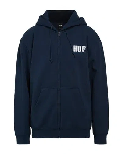 Huf Man Sweatshirt Navy Size Xl Cotton, Polyester In Blue