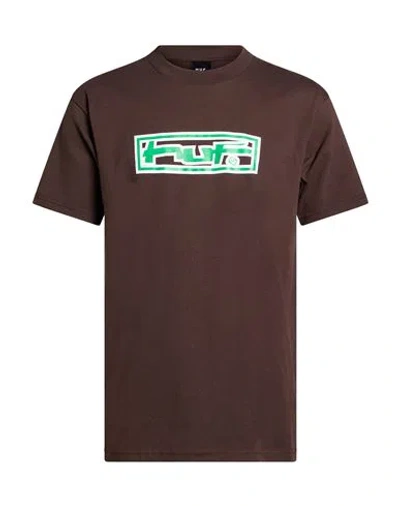 Huf Man T-shirt Dark Brown Size Xl Cotton