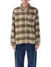 Huf Relaxed Fit Brown Fuzzy Plaid Jacket In Multi