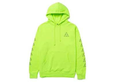 Pre-owned Huf Men's  X Ftp Triple Triangle Pullover Hoodie In Safety Yellow