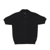 Huf Men's Short Sleeve Polo Monogram Jacquard Zip Sweater Black In Black