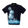Huf Men's Short Sleeve Shirt Dice Woven Top Black In Black
