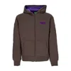 Huf Men's Workman Quilted Full Zip Chocolate Zip Hoodie In Chocolate