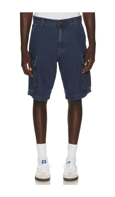 Huf Oval Denim Cargo Short In Blue