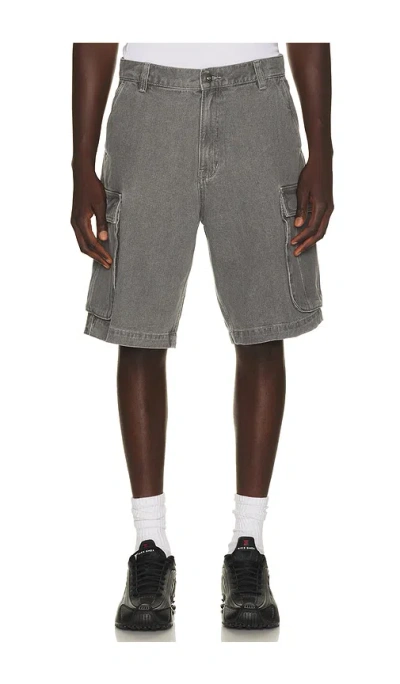 Huf Oval Denim Cargo Short In Frost Gray