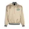 Huf Pop Fly Satin Baseball Jacket Men's Bomber Jacket Tan In Tan