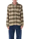 Huf Relaxed Fit Brown Fuzzy Plaid Jacket In Gray