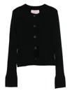 Hugenberg Ribbed Button Cardigan In Black