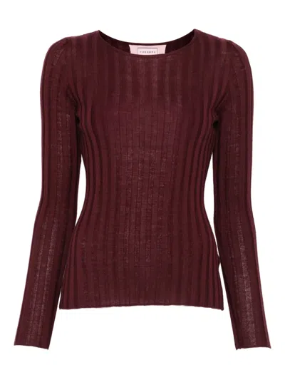 Hugenberg Ribbed Crew-neck Sweater In Burgundy