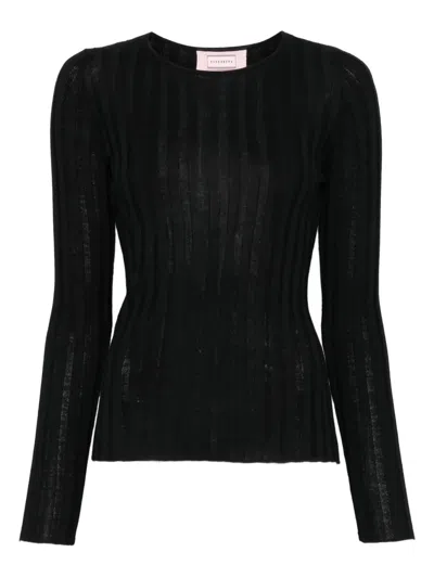 Hugenberg Ribbed Knit Top In Black