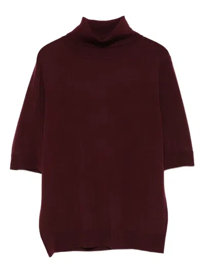 Hugenberg Turtleneck Short-sleeve T-shirt In Burgundy
