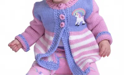 Huggalugs Kids' Baby Girls And Toddlers Unicorn Sweater In Pink/purple
