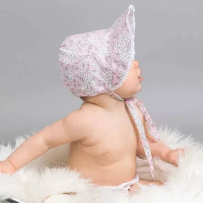 Huggalugs Kids' Baby Girls Cherry Blossom Sunbonnet In Pink/gray