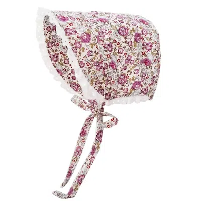 Huggalugs Newborn And Baby Girls Blooms Sunbonnet In Violet/white In Multi