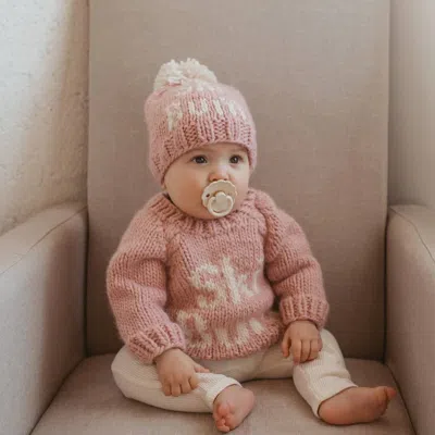 Huggalugs Kids' Ski Bum Crew Neck Sweater In Rosy In Brown