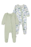 Huggies Babies'  2-pack Stretch Viscose Footies In Green
