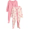 Huggies Babies'  2-pack Stretch Viscose Footies In Pink