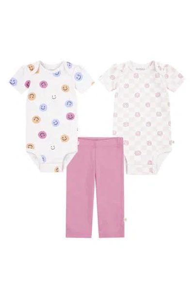 Huggies Babies'  3-piece Organic Cotton Bodysuit & Pants Set In Pink