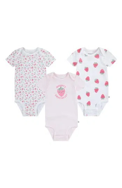 Huggies Babies'  Assorted 3-pack Organic Cotton Bodysuit Set In Barely Pink