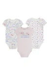 Huggies Babies'  Assorted 3-pack Organic Cotton Bodysuit Set In Barely Pink/snow White