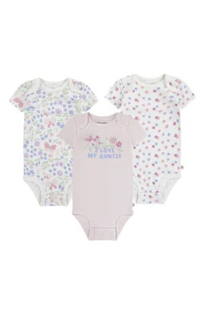 Huggies Assorted 3-pack Organic Cotton Bodysuit Set In Barely Pink/snow White