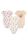 Huggies Babies'  Assorted 3-pack Organic Cotton Bodysuit Set In Pale Peach/snow White
