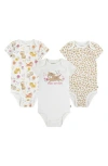 Huggies Babies'  Assorted 3-pack Organic Cotton Bodysuits In Snow White/sand