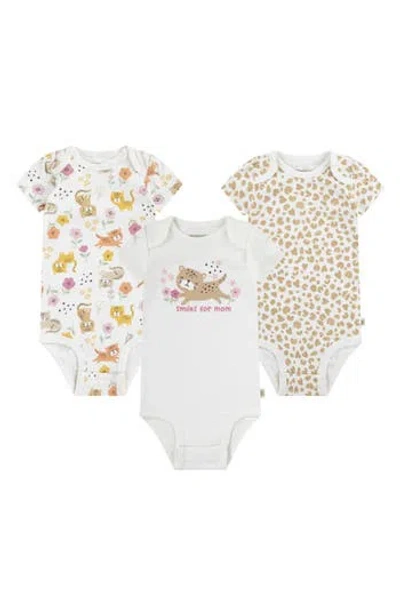 Huggies Assorted 3-pack Organic Cotton Bodysuits In Snow White/sand